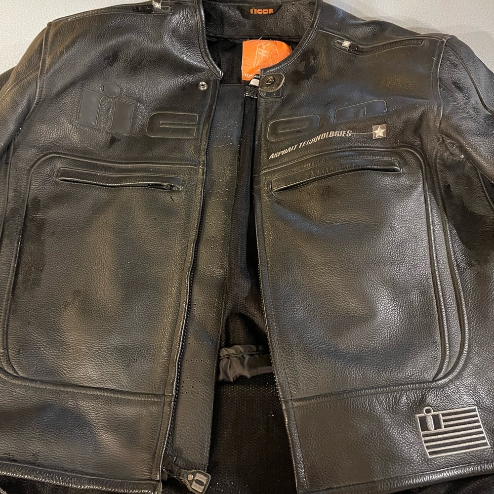 Mens black XL Icon heavy leather jacket
